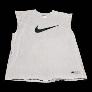 Vintage 90s Nike Cotton Swoosh Soccer Spell Out Sleeveless Shirt Men's 2XL Flaws